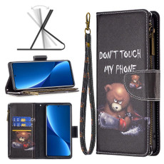 For Xiaomi 12 Pro Colored Drawing Pattern Zipper Leather Phone Case(Bear)