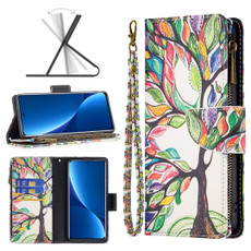 For Xiaomi 12 Pro Colored Drawing Pattern Zipper Leather Phone Case(Big Tre)