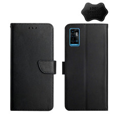 For ZTE Blade A51 Genuine Leather Fingerprint-proof Horizontal Flip Phone Case(Black)
