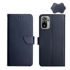For Xiaomi Redmi Note 10 Genuine Leather Fingerprint-proof Horizontal Flip Phone Case(Blue)