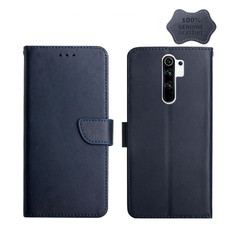 For Xiaomi Redmi Note 8 Pro Genuine Leather Fingerprint-proof Horizontal Flip Phone Case(Blue)