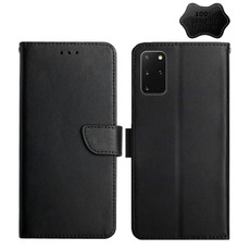 For Samsung Galaxy S20+ Genuine Leather Fingerprint-proof Horizontal Flip Phone Case(Black)
