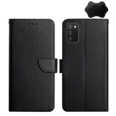 For Samsung Galaxy A03s Genuine Leather Fingerprint-proof Horizontal Flip Phone Case(Black)