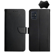 For Samsung Galaxy A51 Genuine Leather Fingerprint-proof Horizontal Flip Phone Case(Black)