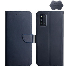 For Samsung Galaxy F52 5G Genuine Leather Fingerprint-proof Horizontal Flip Phone Case(Blue) For Samsung Galaxy F52 5G Genuine Leather Fingerprint-proof Horizontal Flip Phone Case(Blue)