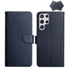 For Samsung Galaxy S22 Ultra 5G Genuine Leather Fingerprint-proof Horizontal Flip Phone Case(Blue) For Samsung Galaxy S22 Ultra 5G Genuine Leather Fingerprint-proof Horizontal Flip Phone Case(Blue)