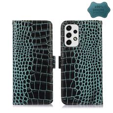 For Samsung Galaxy A23 4G Crocodile Top Layer Cowhide Leather Phone Case(Green)