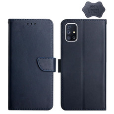For Samsung Galaxy M51 Genuine Leather Fingerprint-proof Horizontal Flip Phone Case(Blue)