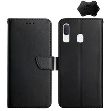 For Samsung Galaxy A20e Genuine Leather Fingerprint-proof Horizontal Flip Phone Case(Black)
