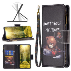 For Xiaomi Poco M4 Pro 5G Colored Drawing Pattern Zipper Leather Phone Case(Bear)