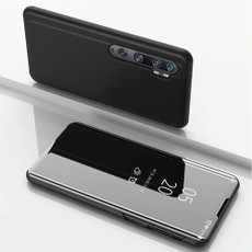 For Xiaomi Mi Note10 / Note 10 Pro Plated Mirror Horizontal Flip Leather Case with Holder(Black)