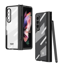 For Samsung Galaxy Z Fold3 5G Electroplating Hinge Phone Case with Stylus(Black)