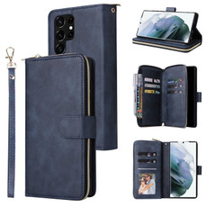 For Samsung Galaxy S22 Ultra 5G 9 Card Slots Zipper Wallet Bag Leather Phone Case(Blue) For Samsung Galaxy S22 Ultra 5G 9 Card Slots Zipper Wallet Bag Leather Phone Case(Blue)