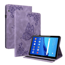 For Huawei MediaPad T5 Butterfly Flower Embossed Leather Tablet Case(Purple) For Huawei MediaPad T5 Butterfly Flower Embossed Leather Tablet Case(Purple)