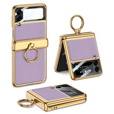 For Samsung Galaxy Z Flip3 5G GKK Integrated Plating + Leather Flip Phone Case(Dream Purple) For Samsung Galaxy Z Flip3 5G GKK Integrated Plating + Leather Flip Phone Case(Dream Purple)