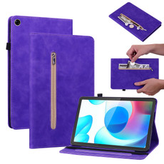 For OPPO Realme Pad 10.4 Skin Feel Solid Color Zipper Leather Tablet Case(Purple)