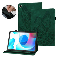 For Realme Pad Big Butterfly Embossed Leather Tablet Case(Green)