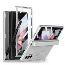For Samsung Galaxy Z Fold3 5G GKK Integrated Magnetic Full Coverage Phone Flip Case with Pen Box(Silver)