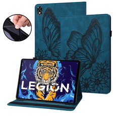 For Lenovo Legion Y700 Big Butterfly Embossed Leather Tablet Case(Blue) For Lenovo Legion Y700 Big Butterfly Embossed Leather Tablet Case(Blue)