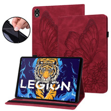 For Lenovo Legion Y700 Big Butterfly Embossed Leather Tablet Case(Red) For Lenovo Legion Y700 Big Butterfly Embossed Leather Tablet Case(Red)