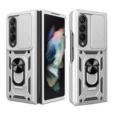 For Samsung Galaxy Z Fold4 Sliding Camera Cover TPU+PC Phone Case(Silver)