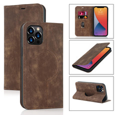 For iPhone 12 Pro Max Wireless Charging Magsafe Leather Phone Case(Coffe)