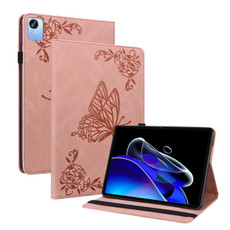 For Realme Pad X Butterfly Flower Embossed Leather Tablet Case(Rose Gold)