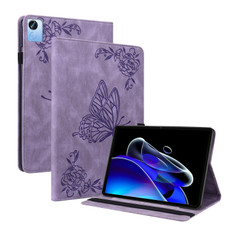 For Realme Pad X Butterfly Flower Embossed Leather Tablet Case(Purple)