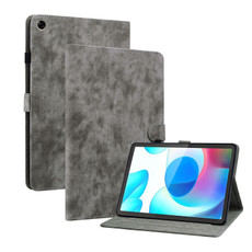 For Realme Pad 10.4 Tiger Pattern PU Tablet Case(Grey)