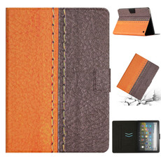 For Amazon Kindle Fire HD 10 2021 Stitching Solid Color Smart Leather Tablet Case(Orange)