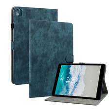 For Nokia T10 Tiger Pattern PU Tablet Case(Dark Blue)