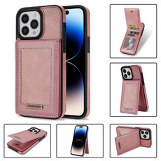 For iPhone 11 Pro Max N.BEKUS Vertical Flip Card Slot RFID Phone Case For iPhone 14 Pro Max(Rose Gold)