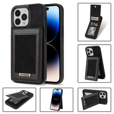 For iPhone 11 Pro Max N.BEKUS Vertical Flip Card Slot RFID Phone Case For iPhone 14 Pro Max(Black)