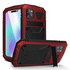 For iPhone 11 Pro Shockproof Waterproof Dust-proof Metal + Silicone Protective Case with Holder(Red)