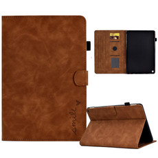 For Amazon Kindle Fire HD 10 2021 Embossed Smile Flip Tablet Leather Case(Brown)