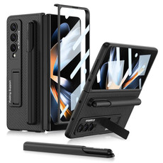 For Samsung Galaxy Z Fold4 GKK Ultra-thin Shockproof Leather Protective Case with Holder & Pen Slots(Cross Texture)