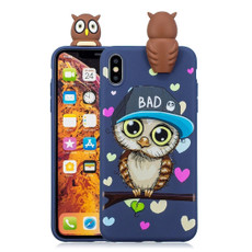 For iPhone XS Max Shockproof Cartoon TPU Protective Case(Blue Owl)