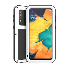 For Galaxy A40s LOVE MEI Metal Shockproof Waterproof Dustproof Protective Case(White)