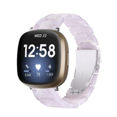 For Fitbit Versa 4 / Sense 2 Universal Resin Watch Band(Shiny White)