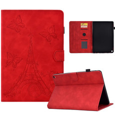 For Amazon Kindle Fire HD10 2021 Tower Embossed Leather Smart Tablet Case(Red)