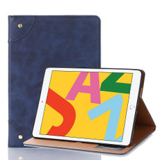 For iPad 10.2 / 10.5 Retro Book Style Horizontal Flip Leather Case with Holder & Card Slots & Wallet(Dark Blue)