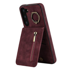 For Samsung Galaxy S23+ 5G Retro Ring and Zipper RFID Card Slot Phone Case(Wine Red) For Samsung Galaxy S23+ 5G Retro Ring and Zipper RFID Card Slot Phone Case(Wine Red)