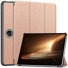 For OPPO Pad 2 11.6 inch Custer Pure Color 3-Fold Holder Smart Leather Tablet Case(Rose Gold)