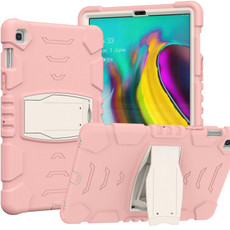 3-Layer Protection Screen Frame + PC + Silicone Shockproof Combination Case with Holder For Samsung Galaxy Tab S5e T720(Cherry Blossoms Pink)