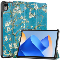 For Huawei MatePad 11 2023 Custer Painted 3-Fold Holder Leather Smart Tablet Case(Apricot Blossom)