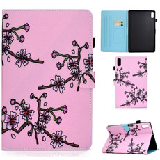 For Lenovo Tab M9 Sewing Thread Horizontal Painted Tablet Leather Case(Plum Blossom)