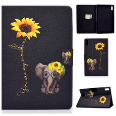For Lenovo Tab P11 Gen 2 Colored Drawing Horizontal Flip Tablet Leather Case(Chrysanthemum Elephant)