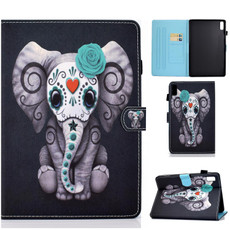 For Lenovo Tab P11 Gen 2 Sewing Thread Horizontal Painted Tablet Leather Case(Rose Elephant)