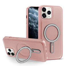 For iPhone 11 Pro Max MagSafe Magnetic Holder Phone Case(Pink)