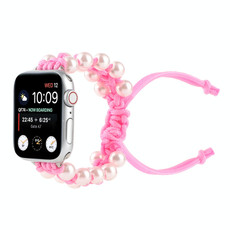 Umbrella Rope Bead Nylon Watch Band For Apple Watch Series 9&8&7 41mm / SE 3&SE 2&6&SE&5&4 40mm / 3&2&1 38mm(Pink)